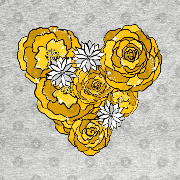 Yellow Heart of Roses and Daisies by VictoriaLehnard